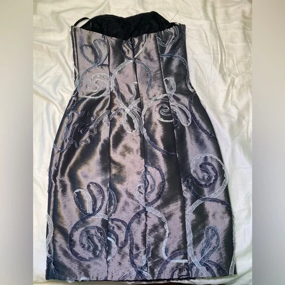 Jessica McClintock Elegant Strapless Gray Dress Size 6 - Picture 4 of 7